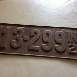 1923 Antique License Plate Indiana